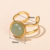1Pcs Men's and Women's Crystal Agate Ring, Stainless Steel Ring, Retro and Simple Finger Ring