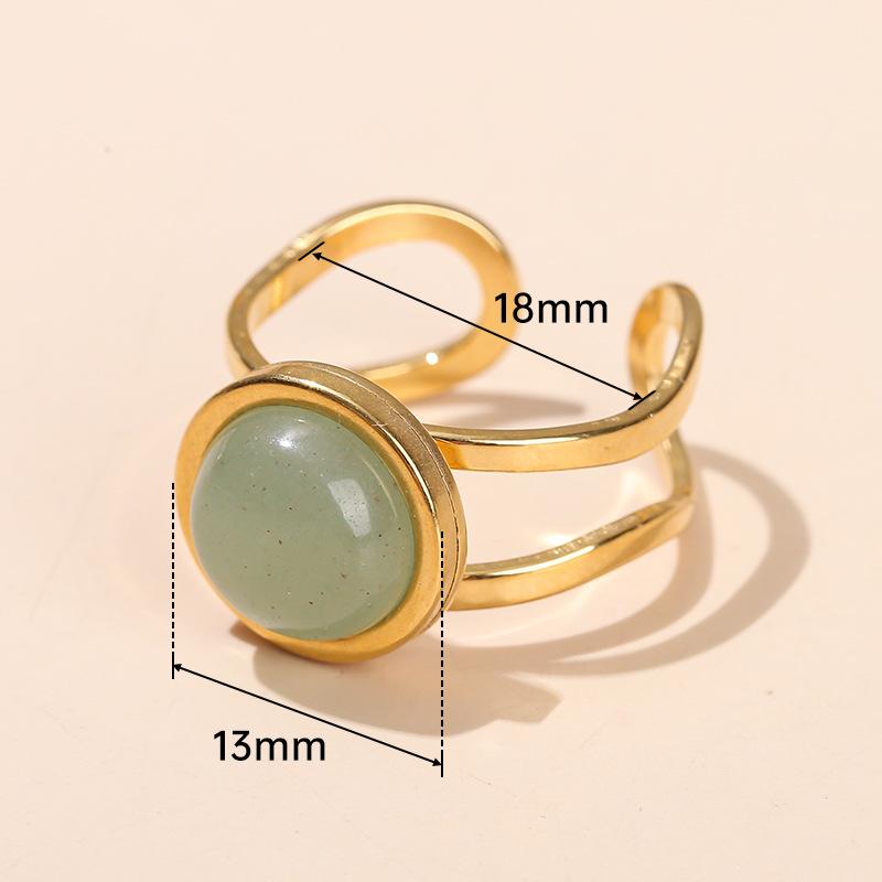 1Pcs Men's and Women's Crystal Agate Ring, Stainless Steel Ring, Retro and Simple Finger Ring
