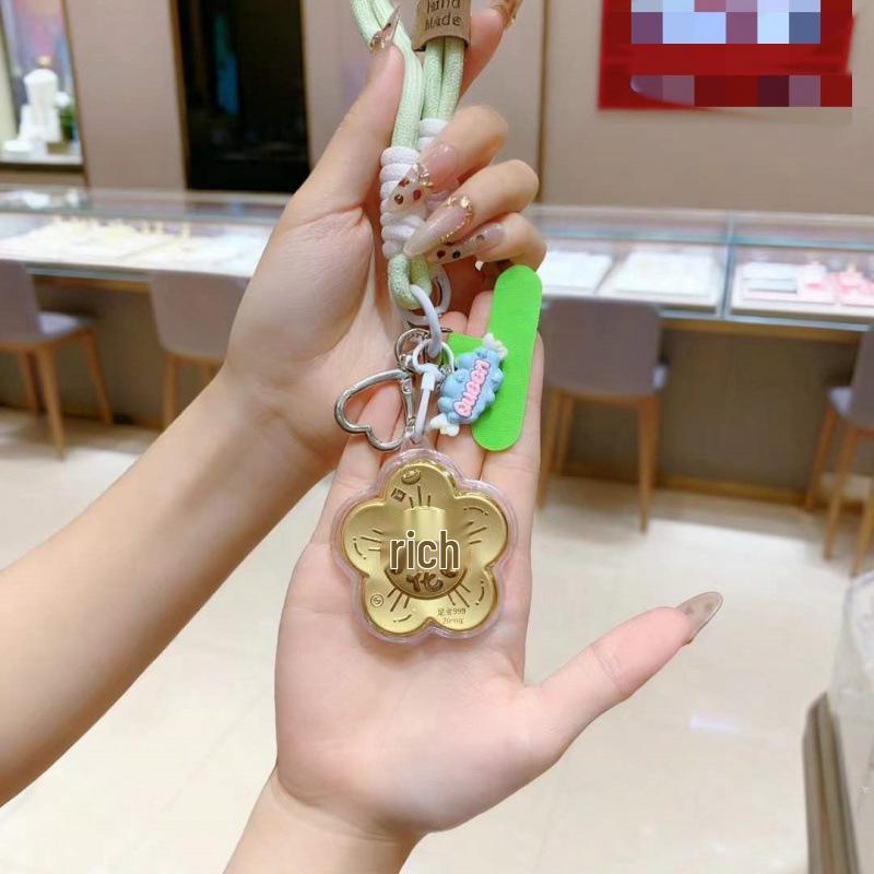 999 Pure Gold Flower Keyring Bag Charm - Perfect Gift for Best Friend or Girlfriend