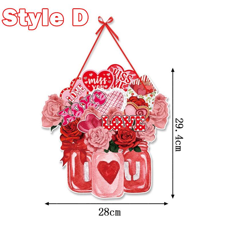 New Valentine's Day Door Hanger Banner Garland Heart Love Faceless Doll Pendants Window Ceiling Hanging Wedding Party Home Decor