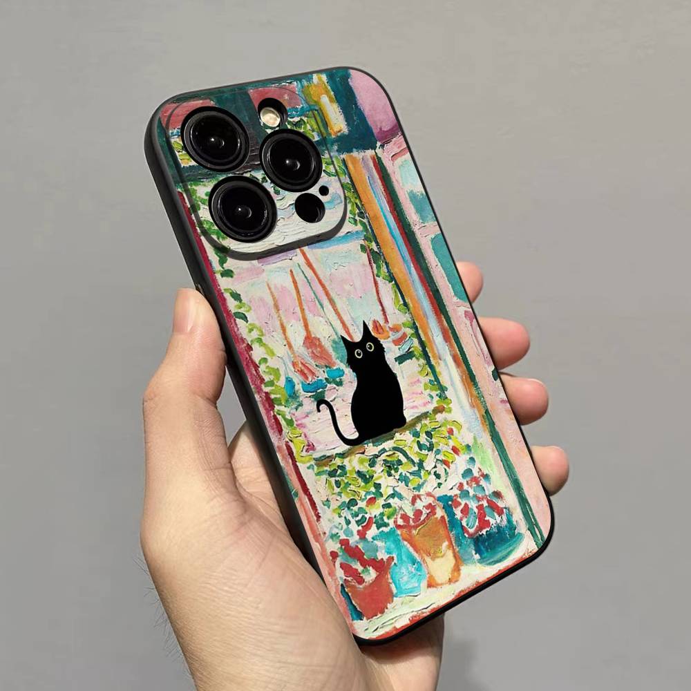 

Funny Cats Van Gogh Phone Case For iPhone 17 16 15 14 11 12 13 Mini Pro XS Max Plus Funda Shell iPhone 14 pro