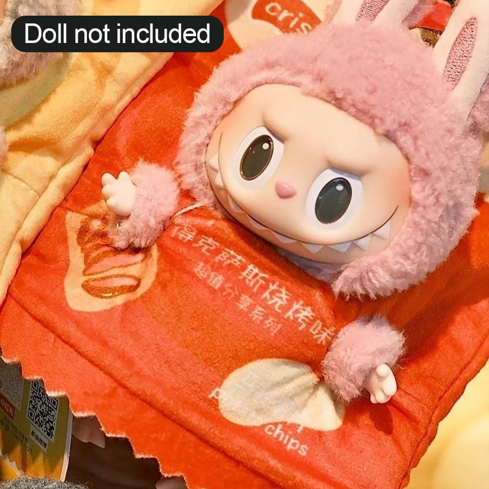 For 15cm Labubu The Monsters Figure Doll Potato Chip Packaging Clothes Cartoon Heartbeat Macaron Clothes