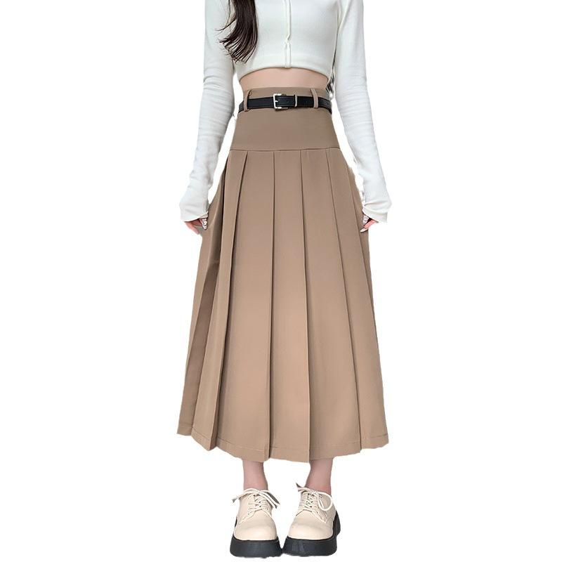 Skirts Women Thicken Pleated Length Solid Simple Classic Graceful Popular Young Stylish Cool Korean Style