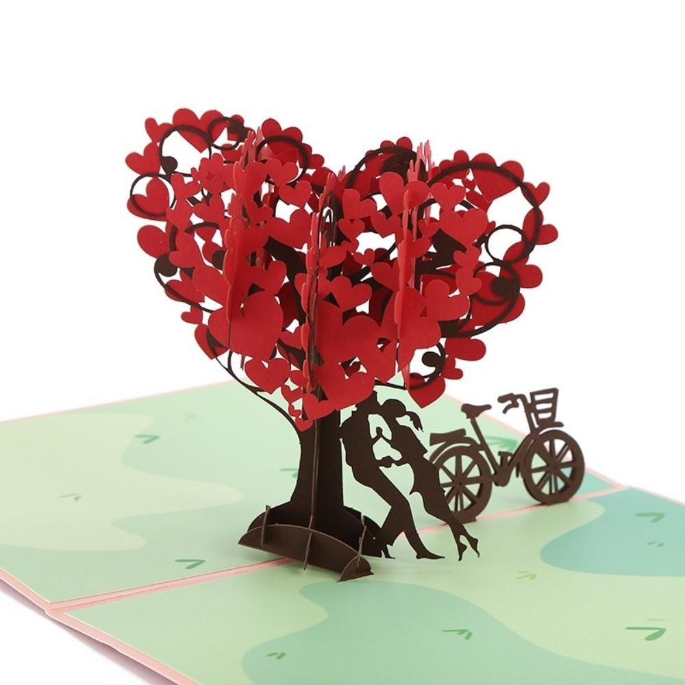 Romantic Theme 3D Pop Up Card Pop-Up Mechanism Heart Shape Butterfly Heart Card Handmade Craft Cherry Blossom Card Birthday Gift
