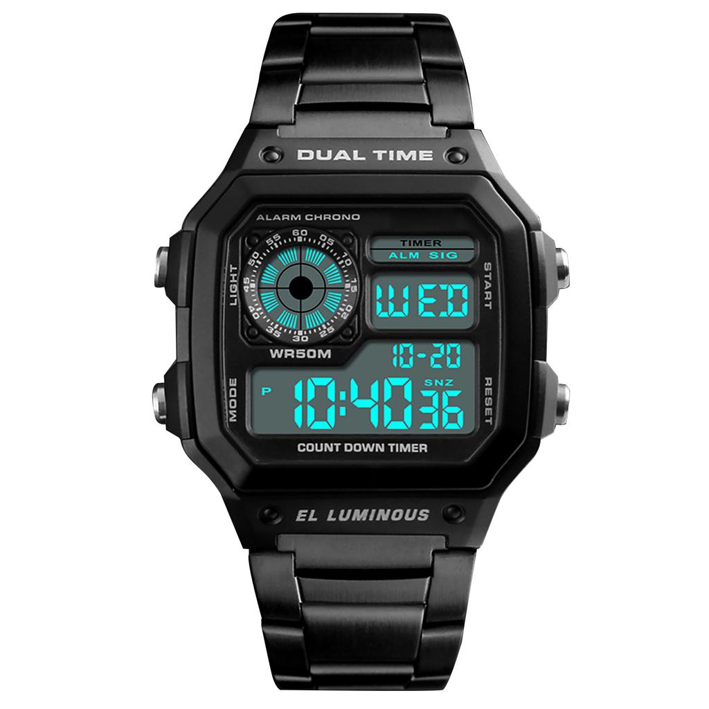   Sport Stainless Steel Men    Water-resistant Digital Backlight Man Wristwatch Male Relogio Musculino Chronograph