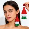 New Multi-Layer Tassel Pendant Women's Earrings In Red, White, and Green - Tower Style Stud Fashion Accessories.