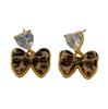 French Niche Bow Heart Cubic Zirconia Drop Earrings: Trendy, High-End Fashion Jewelry