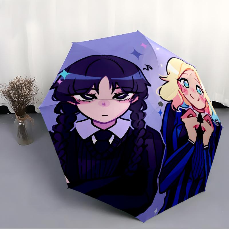 1pc Addams Family Wednesday7 Umbrella, Sun Protection, And UV Shielding. It Has Eight Sturdy Ribs for Outdoor Use And Perfect Gift
