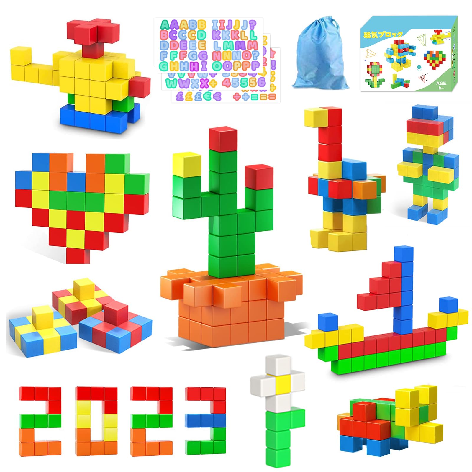 

AMYCOOL 54-Piece Magnetic Building Blocks, 30mm 3D Puzzle, Magnetic Cubes, Building Blocks for Ages 3 and Up, Brain Training, Early Education, STEM