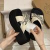 Height increase thick bottom fashion 2025 new small beach cool slippers women's rhinestone slippers women's summer wear