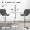 Set of 2 Swivel Bar Stools in Faux Leather with Backrest and Footrest, 42x45x89-110cm, Grey