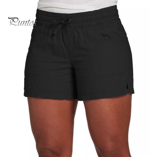 

Летние женские шорты на кулиске, эластичные, с высокой талией, облегающего кроя, однотонные, с карманами, длиной выше колена, облегающие, спортивные штаны, женские спортивные шорты L чёрный