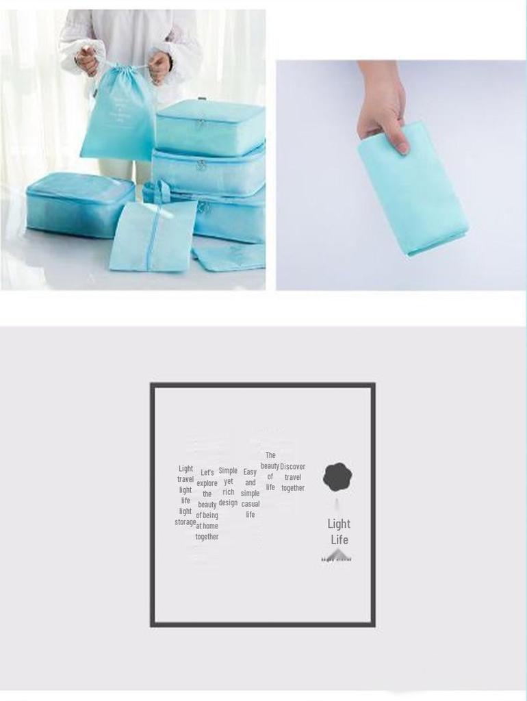 Seven-Piece Travel Storage Set: Digital, Toiletries, Cosmetics, Refillable Bottles, Clothes & Shoes Organizer Bags