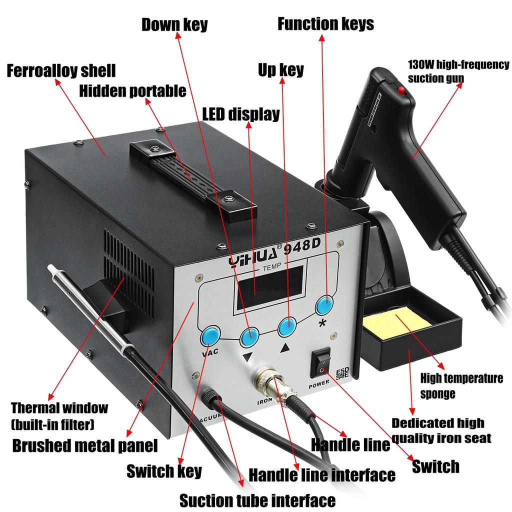 Buy 2 In 1 Soldering Station Desolder Gun 130W 220V LCD Digital Display
