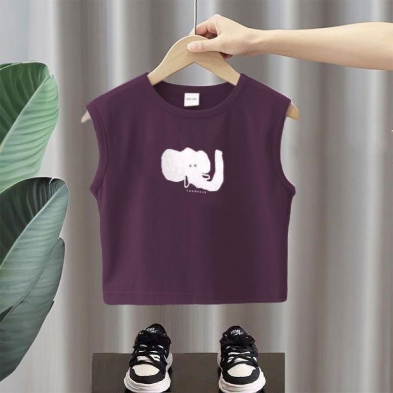 Summer Baby Cotton Tank Top Korean Kids Sleeveless Vest Thin Printed Shirt For Boys Girls Breathable Undershirt 80