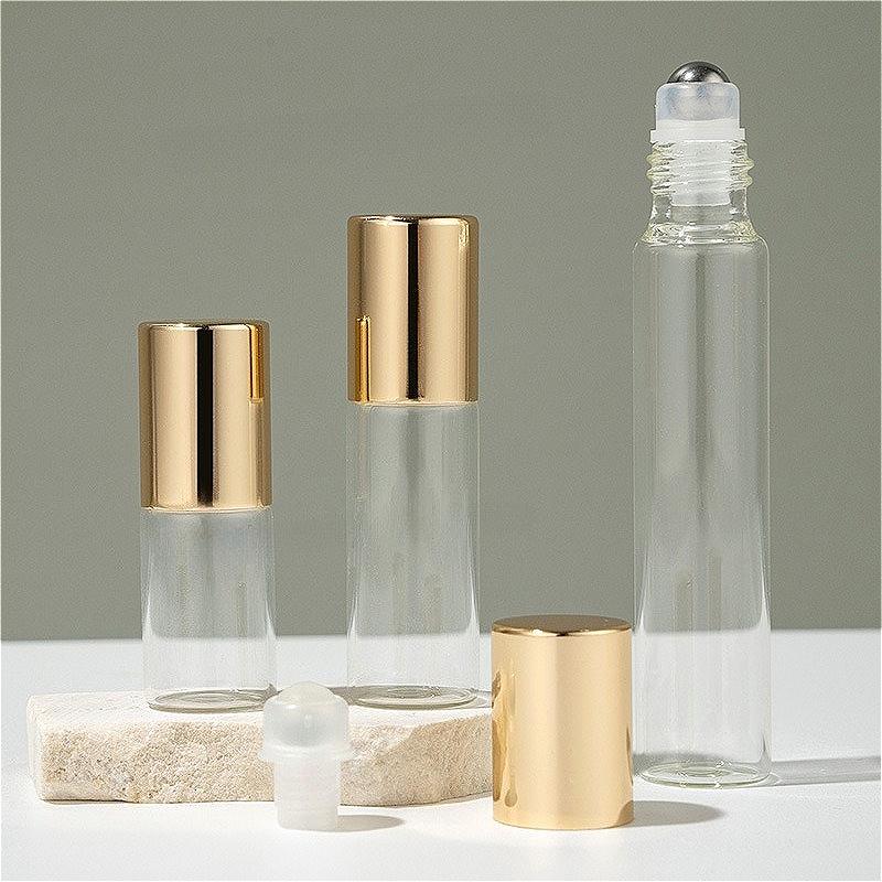 3ml 5ml 10ml Glass Roll On Bottle, Refillable Portable Perfume Essential Oil Sample Containers