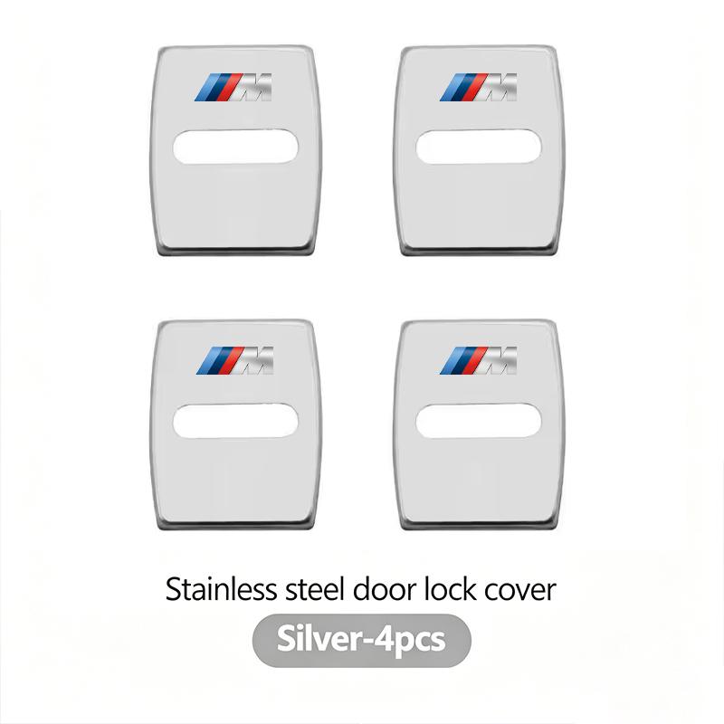 BBKD8 4Pcs Stainless Steel Shock Absorbing Car Door Lock Cover Anti Vibration Latch Protector Accessories For BMW E90 G80 M3 G30 M5 F8