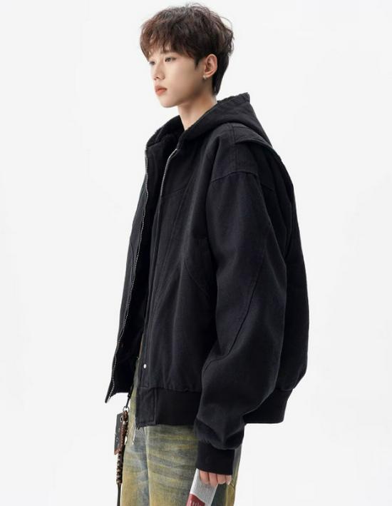 Zuo Shan Men's Heavyweight Washed Velvet Thickened Winter Workwear Jacket