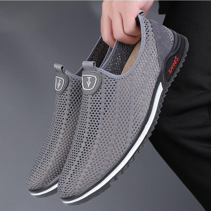 Neue Lochschuhe Sommer atmungsaktive Mesh-Schuhe Freizeitschuhe Herrenschuhe Stoffschuhe rutschfeste Schuhe Herren