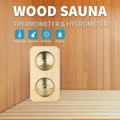 1 Pc Wood Sauna Thermometer & Hygrometer, Wall-Mounted Spa Accessory, Mechanical, No Battery Required - for Family Hotel Sa