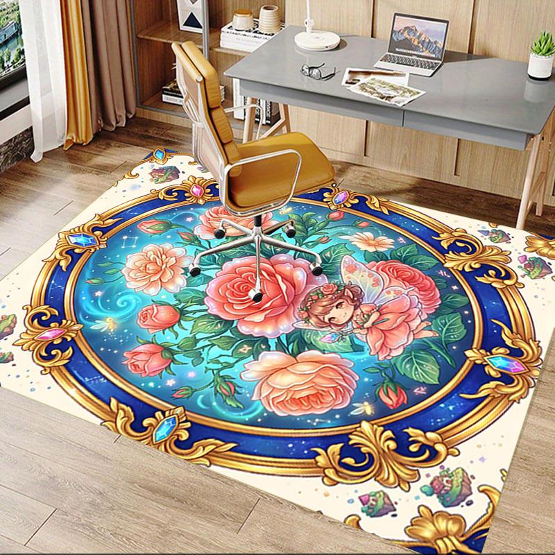 1PC Fairy Roses Non-Slip Floor Carpet Compatible for Office&Living Room&Bedroom&Dining room - Soft & Pattern-G0382