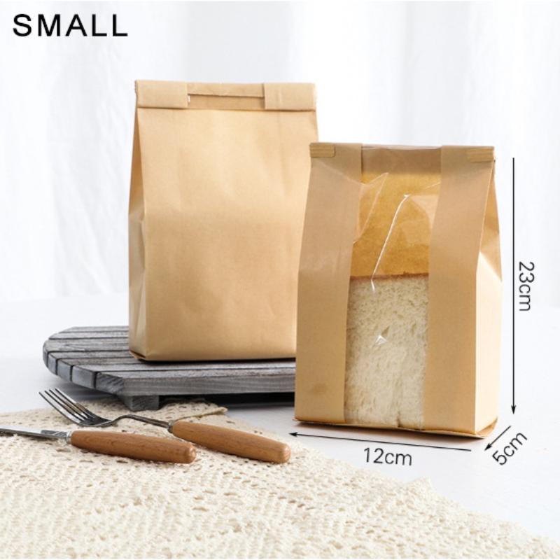50Pcs Brown Bread Bag With Tin Tie Self Sealing Toast Bread Pastry Packaging Bag