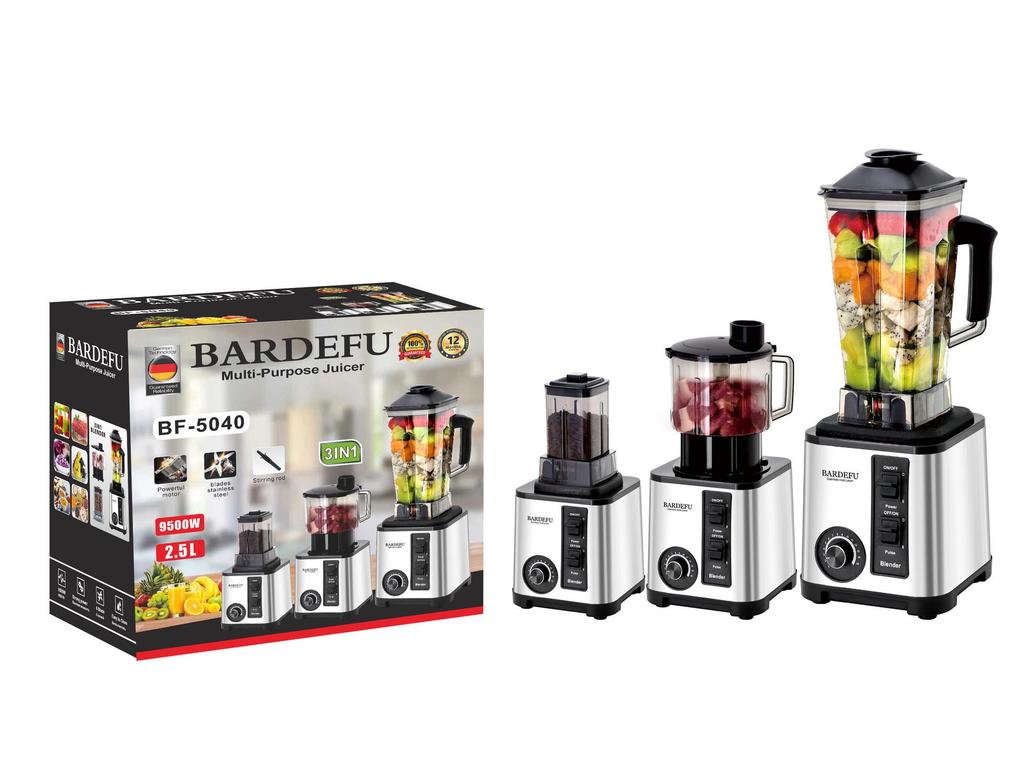 3L 6-in-1 Edelstahl Standmixer & Entsafter: Multifunktionaler Fleischwolf und Mixer