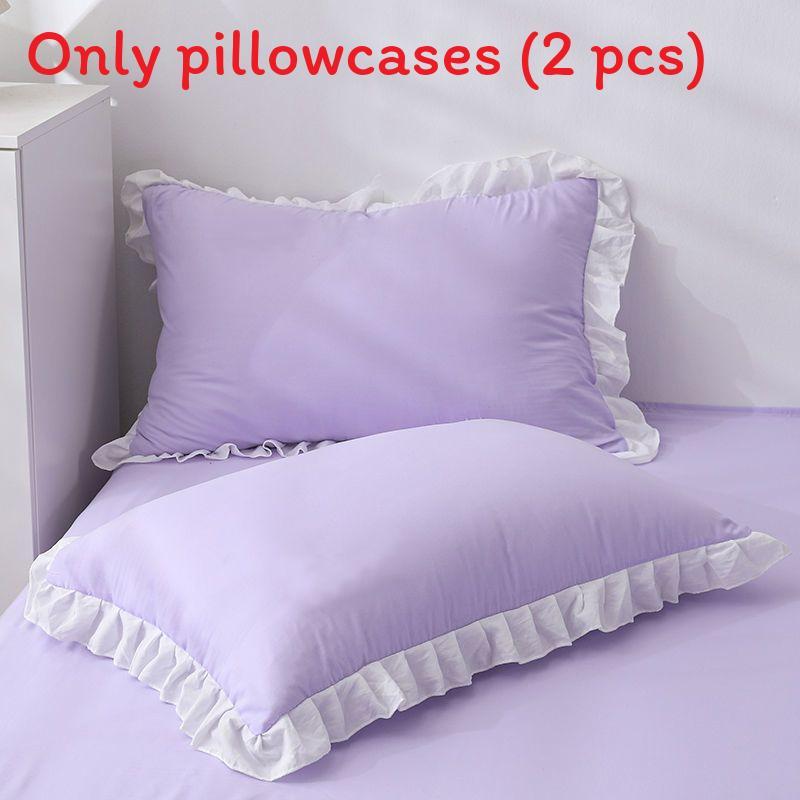 Cotton Pillowcase Pair With Solid Color For Home Bedroom Decor