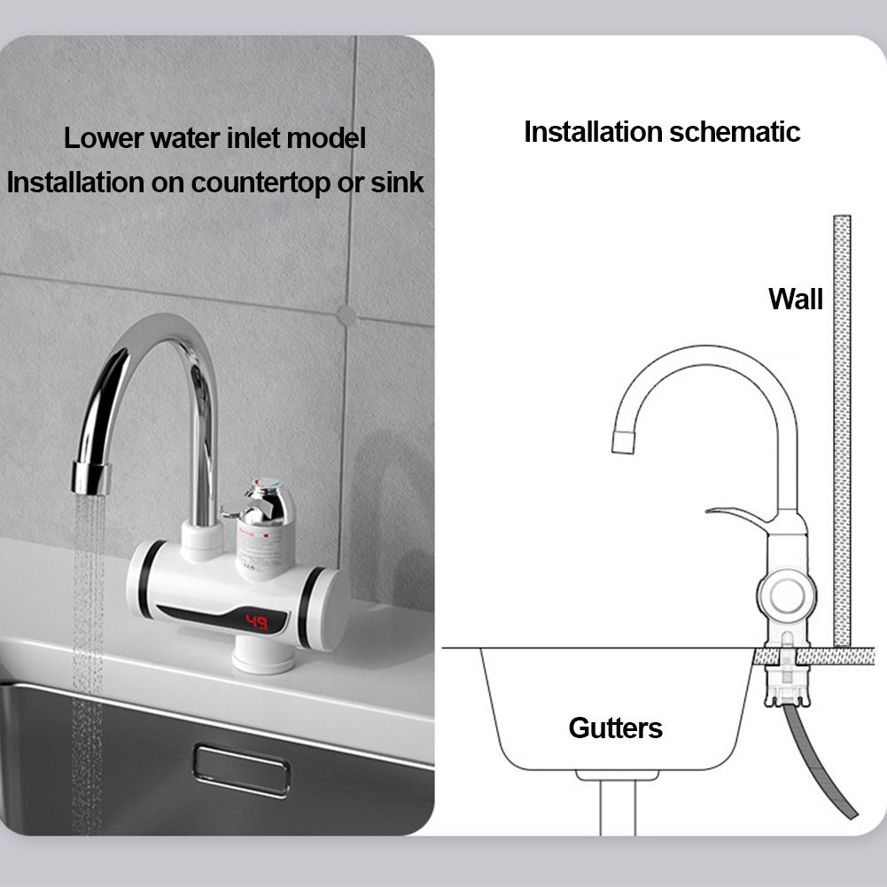 Electric Hot Cold Mixer Tap 3000W Instant Heating Faucet 360 Degree Rotation Tankless Water Heater Digital for Kitchen Bathroom