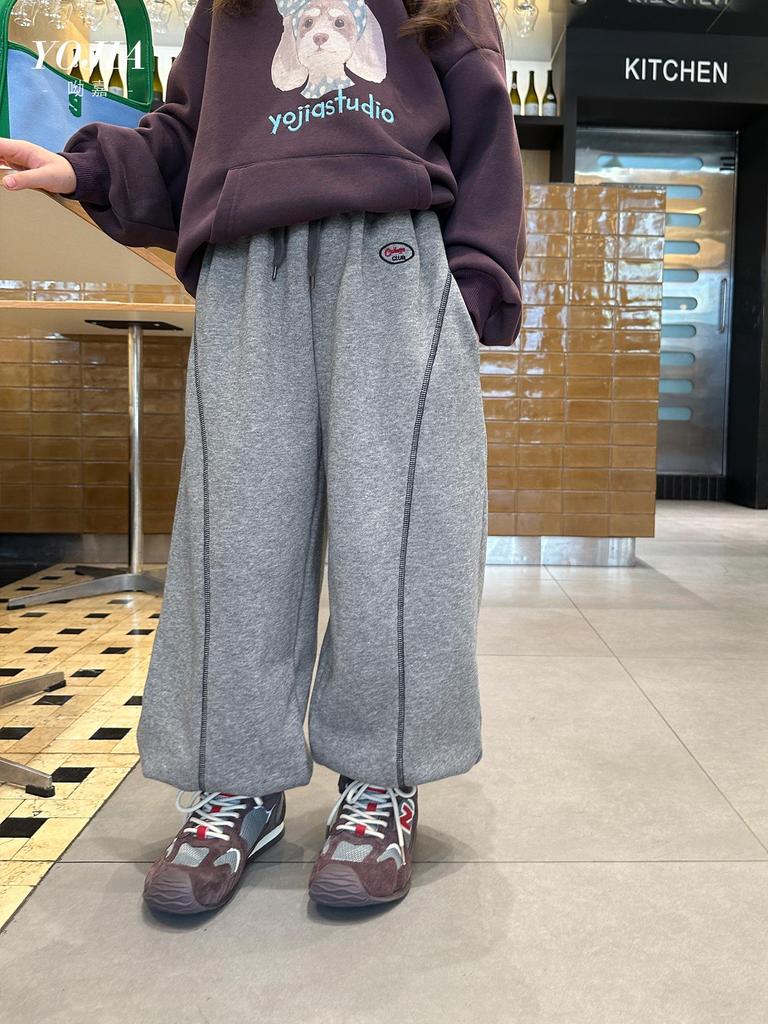 YOJIA Winter 2025 Fleecegefütterte Mädchen-Sport-Sweathose - Dicke, warme Hose für große Kinder
