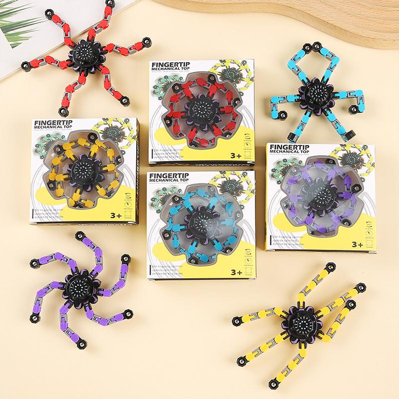 Cartoon Deformation Mechanical Mecha Chain Finger Gyro Children Toys For Play