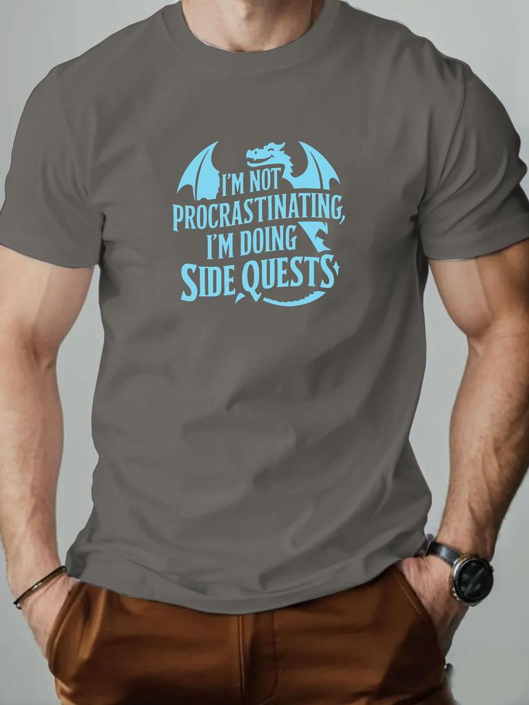 Mens cotton Tshirt Im NOT PROCRASTINATING Im DOING SIDE QUESTS summer fashion casual Tshirt