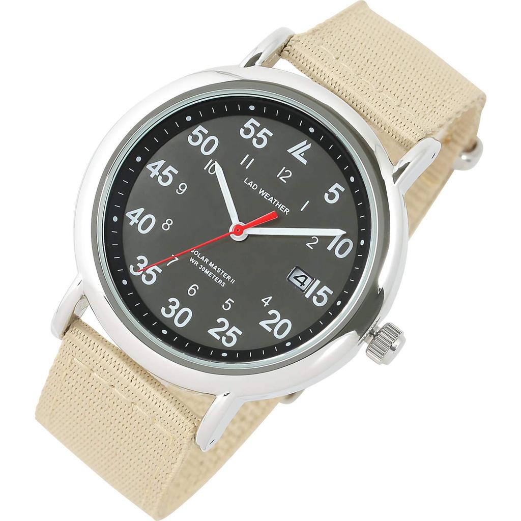 Radweather Men's Solar Watch, Analog, Military Watch, Waterproof for Everyday Use, with Nylon Strap (08. Black X Beige)