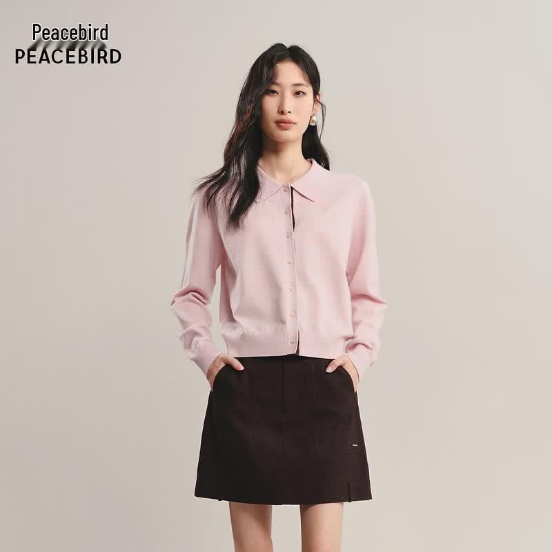 Peacebird Women s Color-Block Lapel Knit Cardigan S