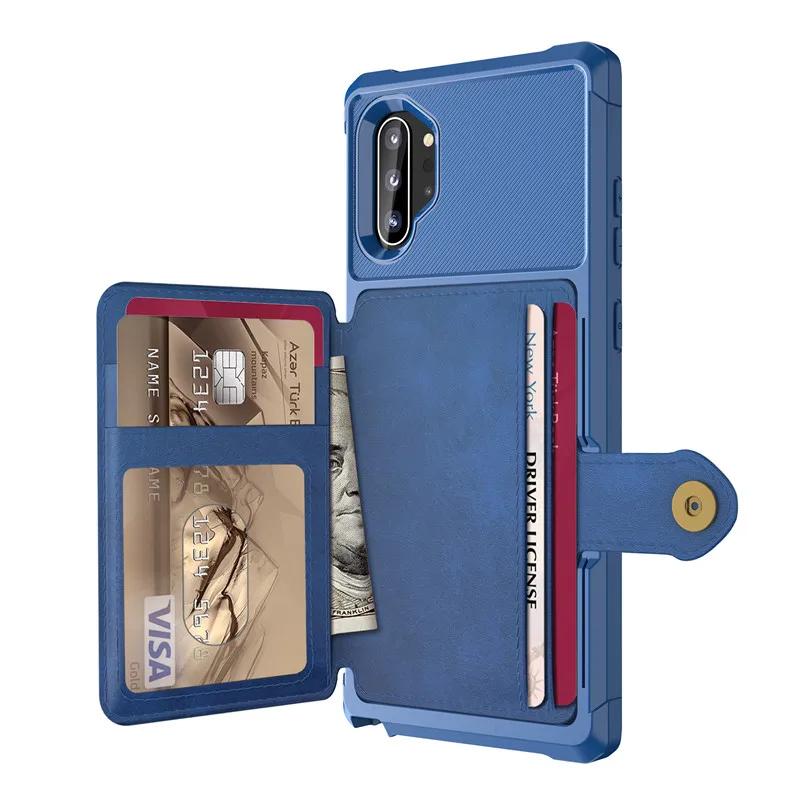 Für Samsung Galaxy Note 10 Plus Note 10 Kreditkartenhülle PU-Leder Klappbrieftasche Foto-Halter Harte Rückabdeckung für Galaxy Note 10