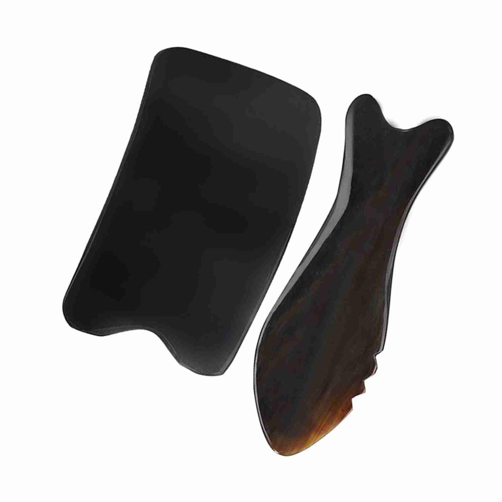 Ox Horn Scraping Board Face Massage Pain Relief Gua Sha Tool (Square Slice Wave Fish Shape)
