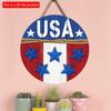 2D Flat 20cm1pc USA Sign flag&Stars Theme Round Wooden Party Pendant, Celebrate Independence Day Theme Terrific National flag color gift to friends