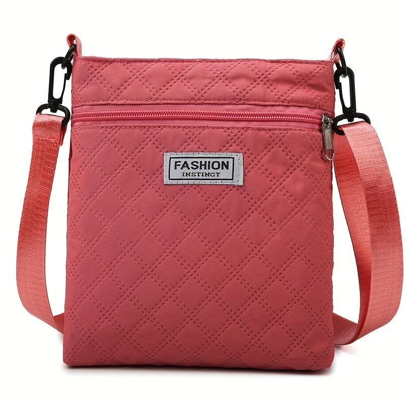 Sac à Bandoulière Matelassé Diamant Vintage Élégant pour Femme, Sac Bandoulière en Nylon, Bandoulière Réglable Porte-Téléphone et Monnaie, Petit Sac de Voyage Shopping Fitness
