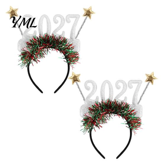 Colorful Festive Glasses for Parties 2 Pcs 2027 New Year Eyeglasses, Plastic Glitter Number Glass Frame, Happy Party Decorations Shiny Unisex Headband