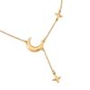 Fashion Gold Silver Color Star Moon Pendant Necklace For Women Simple Metal Long Tassel Cross Chain Necklace Jewelry