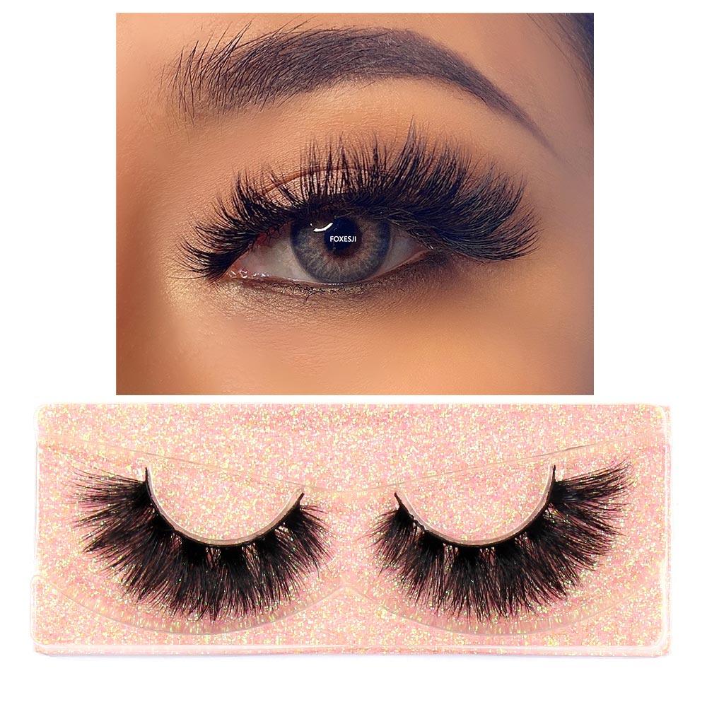 FOXESJI Wimpern 3D Nerz Falsche Wimpern Flauschig Weich Natürlicher Streifen Nerz Wimpern Verlängerung Volumen Fake Wimpern Dicke Wimpern