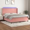 Exclusive House - Slatted Bed Base Mattress and LED Pink 160x200 Cm Velvet