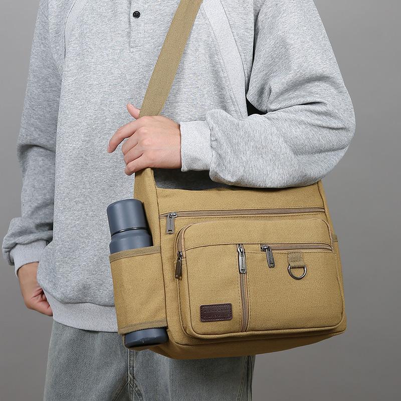 Bolsa Transversal de Lona Vintage para Homens - Bolsa de Ombro Estilosa Tote Mensageiro (Portátil Durável para Viagem e Uso Diário)