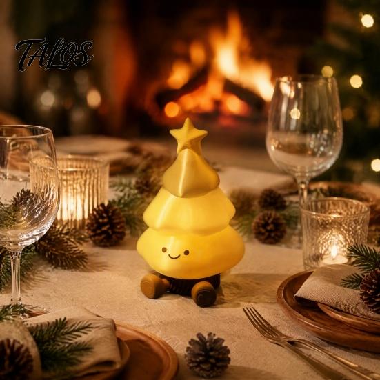 Round Edge Safe Table Ornaments 3D Printed Christmas Tree Figurine, Cute Smiling Face Storage Unique PLA Crafts Desktop Ornament, Multi-Purpose