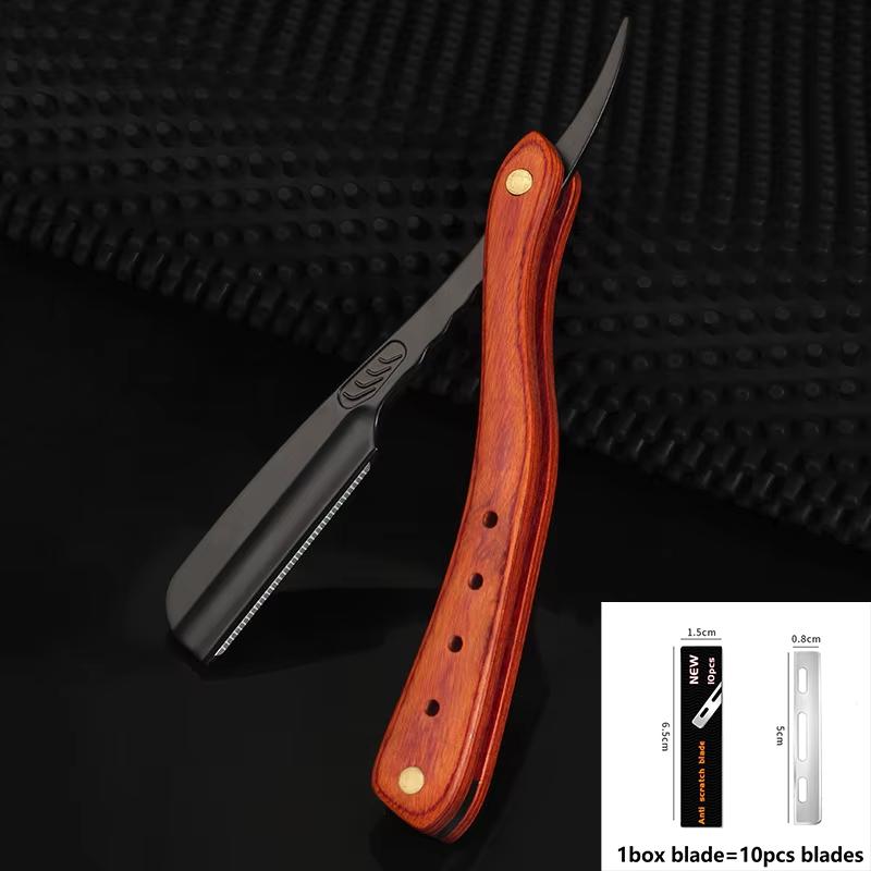 1 buc Aparat de ras manual profesional cu lamă dreaptă, cu muchie dreaptă, din oțel inoxidabil, ascuțit, pentru frizerie, pliabil, pentru ras, tăietor de barbă cu lamă