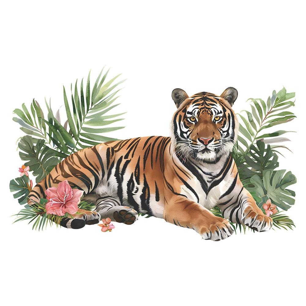 Tiger Green Plant Bedroom Living Room Study Background Landscaping Wall Stickers Self-adhesive