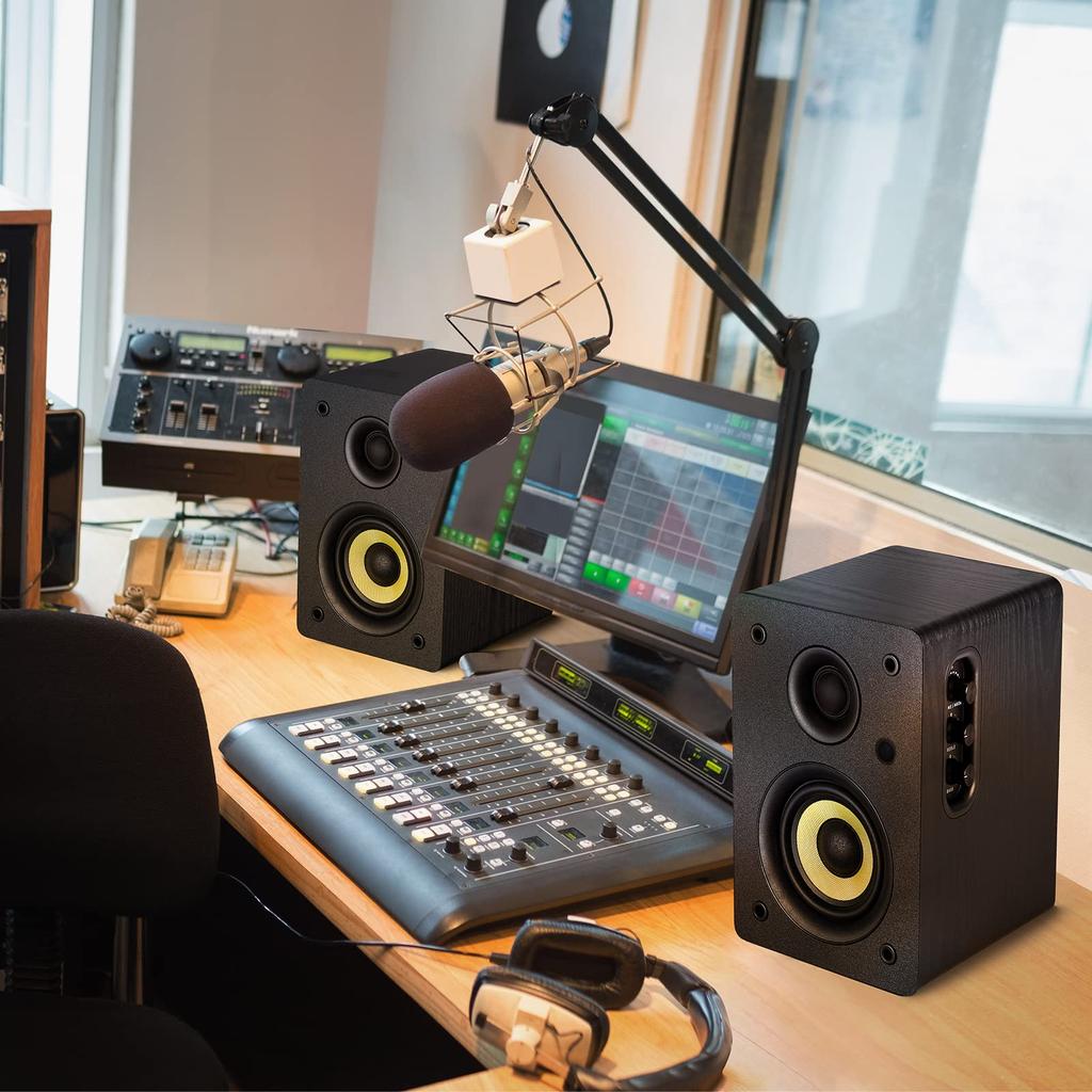 Sanyun SW206 80W Aktiver Dual-Mode Regallautsprecher mit 4-Zoll Aufnahmeraummonitor und HiFi Optisch Koaxial TRS Aux Bluetooth USB mit 24 Bit