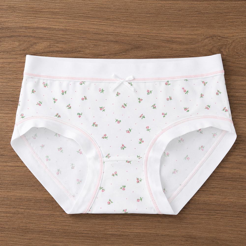 Women's Spring and Summer Ice Silk Quick Dry 10A Antibacterial Pure Cotton Crotch Breathable No Trace Middle Waist Triangle Briefs