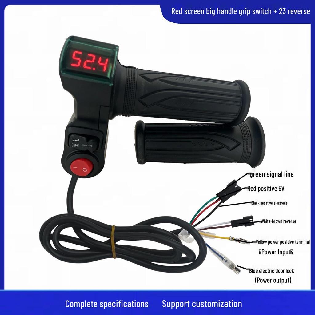 Red Screen Electric Scooter Throttle with Handlebar Grip & Reverse Voltage Display