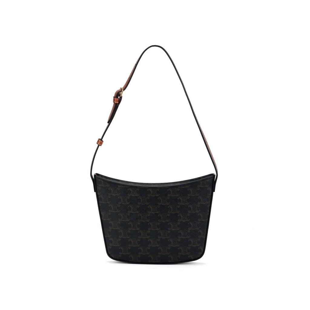 Celine Croque Monogram Zip Closure Leather Tote Shoulder Bag Medium Women Bags Brown 112272CUZ-04LU